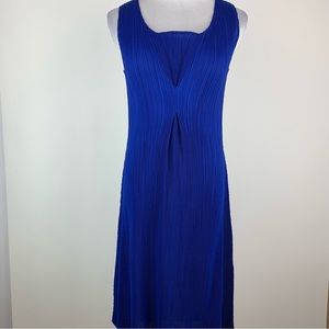 Caeliann Blue Pleated V-Neck Dress Small